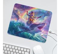 LUYYSKY Funny Nautical Theme Shark Cat Non-Slip Rubber Mouse Pad Modern Rainbow Print Pirate Animal Sharks Mouse Pads for Computers Laptop Mouse-30 x 25 CM