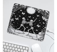 LUYYSKY Funny Romantic Black&White Skull Non-Slip Rubber Mouse Pad Modern Halloween Moon Night Animal Butterflies Skeleton Couple Mouse Pads for Computers Laptop Mouse-30 x 25 CM