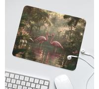 LUYYSKY Funny Rustic Elegant Flamingos Waterproof Base Mouse Pad Realistic Tropical Rainforest Animals Flamingos Plants Palm Leaves Desk Accessories Decor Lightweight Mouse Pad-30 x 25 CM