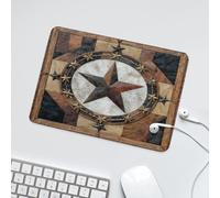 LUYYSKY Funny Texas Star Pattern Waterproof Base Mouse Pad Classic Vintage Western Rustic Geometric Star Print Wooden Texture Desk Accessories Decor Lightweight Mouse Pad-24 x 20 CM