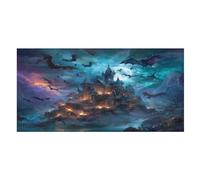 LUYYSKY Gothic Mid Century Shabby Castle Quick-Drying Beach Towel, Fantasy Vintage Misty Forest Halloween Bats Travel Vacation Single Sided Pile Bathroom Towels