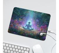 LUYYSKY Indian Exotic Elegant Yoga Waterproof Base Mouse Pad Natural Watercolor Botanical Plants Mandala Flowers Mystical Pattern Desk Accessories Decor Lightweight Mouse Pad-24 x 20 CM