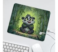 LUYYSKY Japanese Cartoon Asian Panda Non-Slip Rubber Mouse Pad Rustic Abstract Plant Bamboo Forest Green Leaves Animal Panda Mouse Pads for Computers Laptop Mouse-30 x 25 CM
