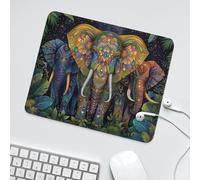 LUYYSKY Modern Boho Mandala Elephant Waterproof Base Mouse Pad Abstract Tropical Forest Wildlife Indian Elephant Desk Accessories Decor Lightweight Mouse Pad-30 x 25 CM