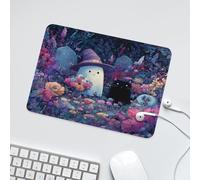 LUYYSKY Modern Classic Cute Ghost Non-Slip Rubber Mouse Pad Funny Abstract Halloween Night Animal Black Cat Plant Floral Ghost Mouse Pads for Computers Laptop Mouse-24 x 20 CM