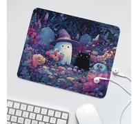 LUYYSKY Modern Classic Cute Ghost Non-Slip Rubber Mouse Pad Funny Abstract Halloween Night Animal Black Cat Plant Floral Ghost Mouse Pads for Computers Laptop Mouse-30 x 25 CM