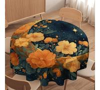 LUYYSKY Modern Classic Moon Round Tablecloth Colorful Watercolor Outer Space Galaxy Plant Floral Pattern Washable Decor for Table Cover for Kitchen-152.4" Wx152.4 L cm