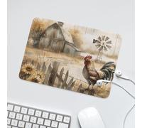 LUYYSKY Modern Farm Rooster Sunflower Waterproof Base Mouse Pad Rustic Farmhouse Animal Chicken Floral Windmill Desk Accessories Decor Lightweight Mouse Pad-24 x 20 CM