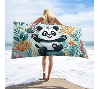 LUYYSKY Modern Funny Asian Panda Quick-Drying Beach Towel, Classic Anime Ocean Sea Underwater Animals Panda Fish Coral Travel Vacation Single Sided Pile Bathroom Towels