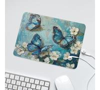 LUYYSKY Modern Oil Painting Butterfly Floral Non-Slip Rubber Mouse Pad Rustic Painting Art Spring Flowers Butterflies Mouse Pads for Computers Laptop Mouse-24 x 20 CM