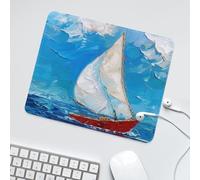 LUYYSKY Modern Oil Painting Sailboat Non-Slip Rubber Mouse Pad Rustic Nautical Painting Art Ocean Theme Boat Mouse Pads for Computers Laptop Mouse-30 x 25 CM
