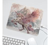 LUYYSKY Modern Romantic Pink Cute Unicorn Waterproof Base Mouse Pad Classic Beautiful Castle Fantasy Animal Unicorn Snowflakes Desk Accessories Decor Lightweight Mouse Pad-30 x 25 CM
