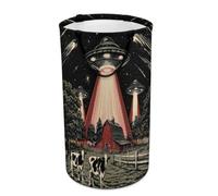 LUYYSKY Modern Rustic Farmhouse UFO Versatile Storage Laundry Basket, Classic Western Farm Log Cabin Barn Animal Cow Large Bathroom Laundry Hamper With Handle-40 CM Dia, 69 CM High