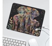 LUYYSKY Modern Watercolor Forest Elephant Waterproof Base Mouse Pad Colorful Indian Mandala Tropical Elephant Desk Accessories Decor Lightweight Mouse Pad-30 x 25 CM