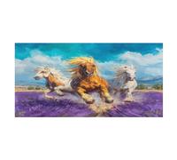 LUYYSKY Oil Painting Vintage Horse Absorbent Beach Towel, Colorful Rustic Spring Savannah Western Wild Animal Running Horse Outdoor Single-Sided Velvet Beach Towel