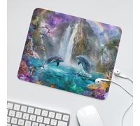 LUYYSKY Rainbow Colorful Animals Dolphin Waterproof Base Mouse Pad Fantasy Abstract Tropical Rainforest Butterfly Floral Waterfall Desk Accessories Decor Lightweight Mouse Pad-30 x 25 CM