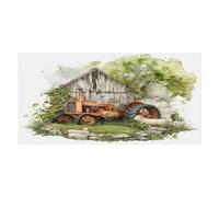 LUYYSKY Realistic American Tractor Quick-Drying Beach Towel, Vintage Rustic Western Farmhouse Barn Old Red Tractor Sheep Travel Vacation Single Sided Pile Bathroom Towels