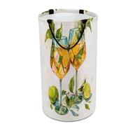 LUYYSKY Realistic Colorful Lemon Collapsible Dirty Clothes Basket, Rustic Oil Painting Tropical Fruit Lemon Drinks Print Portable Clothes Storage Basket