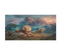 LUYYSKY Realistic Fantasy Lions Absorbent Beach Towel, Rustic Oil Painting African Savannah Wild Animal Lion Outdoor Single-Sided Velvet Beach Towel