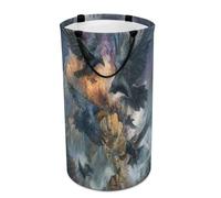 LUYYSKY Realistic Rustic Crows Collapsible Dirty Clothes Basket, Fantasy Vintage Halloween Theme Wild Animals Black Raven Portable Clothes Storage Basket