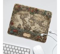 LUYYSKY Retro Abstract Antique Map Non-Slip Rubber Mouse Pad Beautiful Classic Sea Pirate Ship Plants Flowers Mouse Pads for Computers Laptop Mouse-30 x 25 CM