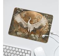 LUYYSKY Retro Abstract Elegant Japanese Crane Non-Slip Rubber Mouse Pad Beautiful Asian Culture Full Moon Animal Crane Cherry Blossom Mouse Pads for Computers Laptop Mouse-24 x 20 CM