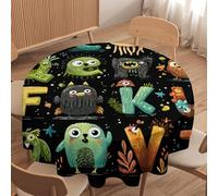 LUYYSKY Retro Beautiful Aztec Cactus Waterproof Round Tablecloth Ancient Rustic Mexican Native Tribal Tropical Plants Cactus Washable Table Cover for Kitchen-70 Wx70 L