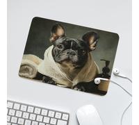LUYYSKY Retro Beautiful Cute Bulldog Waterproof Base Mouse Pad Funny Rustic Antique Bathroom Art Animal Bulldog Desk Accessories Decor Lightweight Mouse Pad-24 x 20 CM