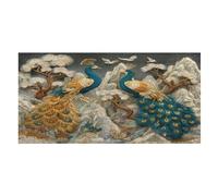 LUYYSKY Retro Beautiful Peacock Absorbent Beach Towel, Fantasy Colorful Spring Garden Flowers Animal Peacocks Outdoor Single-Sided Velvet Beach Towel