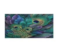 LUYYSKY Retro Beautiful Peacock Feather Absorbent Beach Towel, Watercolor Elegant Boho Paisley Green Feather Outdoor Single-Sided Velvet Beach Towel