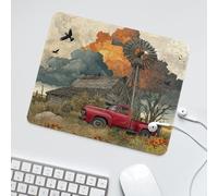 LUYYSKY Retro Beautiful Red Truck Waterproof Base Mouse Pad Colorful Classic Natural Farm Windmill Cabin Truck Animal Bird Plant F Desk Accessories Decor Lightweight Mouse Pad-30 x 25 CM