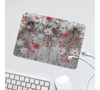 LUYYSKY Retro Classic Red Snowflake Non-Slip Rubber Mouse Pad Modern New Year Winter Snowflake Plant Pine Tree Wooden Board Mouse Pads for Computers Laptop Mouse-24 x 20 CM