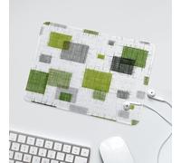 LUYYSKY Retro Geometric Square Pattern Waterproof Base Mouse Pad Beautiful Abstract Square Minimalist Black&Green Print Desk Accessories Decor Lightweight Mouse Pad-24 x 20 CM