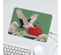 LUYYSKY Retro Japanese Animal Crane Non-Slip Rubber Mouse Pad Modern Art Wildlife Crane Red Sun Nautical Ocean Waves Mouse Pads for Computers Laptop Mouse-24 x 20 CM