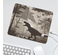 LUYYSKY Retro Rustic Ancient Dinosaur Waterproof Base Mouse Pad Classic Wooden Jungle Animals Dinosaur Silhouette Plant Palm Tree Desk Accessories Decor Lightweight Mouse Pad-30 x 25 CM