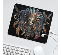 LUYYSKY Retro Rustic Ethnic Skull Non-Slip Rubber Mouse Pad Abstract Exotic Halloween Tribal Feather Dreamcatcher Skeleton Mouse Pads for Computers Laptop Mouse-30 x 25 CM