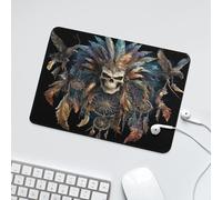 LUYYSKY Retro Rustic Ethnic Skull Waterproof Base Mouse Pad Abstract Exotic Halloween Tribal Feather Dreamcatcher Skeleton Desk Accessories Decor Lightweight Mouse Pad-24 x 20 CM