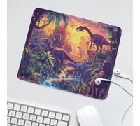 LUYYSKY Retro Tropical Animal Dinosaur Waterproof Base Mouse Pad Rustic Watercolor Anime Palm Forest Waterfall Dinosaur Desk Accessories Decor Lightweight Mouse Pad-30 x 25 CM