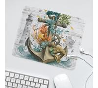 LUYYSKY Retro Watercolor Nautical Anchor Non-Slip Rubber Mouse Pad Antique Rustic Pirate Ship Anchor Lighthouse Rudder Sailboat Mouse Pads for Computers Laptop Mouse-30 x 25 CM