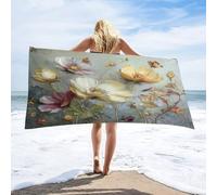 LUYYSKY Romantic Art Botanical Flowers Absorbent Beach Towel, Colorful Abstract Boho Plant Floral Animal Butterfly Pattern Outdoor Single-Sided Velvet Beach Towel-80 W cm x 160" L cm