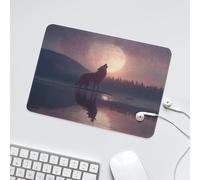 LUYYSKY Romantic Cool Howling Wolf Non-Slip Rubber Mouse Pad Rustic Natural Full Moon Starry Night Lake Pine Forest Animal Wolf Mouse Pads for Computers Laptop Mouse-24 x 20 CM