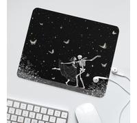 LUYYSKY Romantic Skeleton Couple Non-Slip Rubber Mouse Pad Classic Halloween Night Animal Butterflies Black&White Skull Pattern Mouse Pads for Computers Laptop Mouse-30 x 25 CM