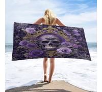 LUYYSKY Rustic Abstract Skull Skeleton Absorbent Beach Towel, Gothic Aesthetic Rose Flowers Animal Butterflies Spider Web Outdoor Single-Sided Velvet Beach Towel-80 W cm x 160" L cm