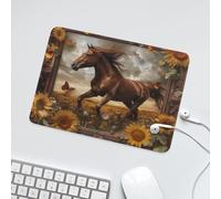 LUYYSKY Rustic Abstract Wild Horse Non-Slip Rubber Mouse Pad Spring Farm Floral Sunflower Animal Horse Butterfly Mouse Pads for Computers Laptop Mouse-24 x 20 CM