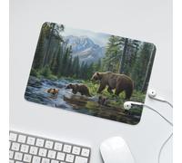 LUYYSKY Rustic Aesthetic Wildlife Black Bear Waterproof Base Mouse Pad Spring Watercolor Forest Nature Landscape Desk Accessories Decor Lightweight Mouse Pad-24 x 20 CM
