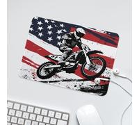 LUYYSKY Rustic American Flag Motorcycle Waterproof Base Mouse Pad Cool Watercolor Rodeo Dirt Bike Desk Accessories Decor Lightweight Mouse Pad-24 x 20 CM