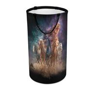 LUYYSKY Rustic American Horse Collapsible Dirty Clothes Basket, Retro Realistic Western Desert Farm Animal Running Horse Portable Clothes Storage Basket