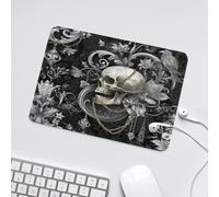 LUYYSKY Rustic Black White Skeleton Non-Slip Rubber Mouse Pad Classic Abstract Baroque Skull Skeleton Boho Floral Print Mouse Pads for Computers Laptop Mouse-24 x 20 CM