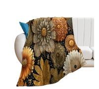 LUYYSKY Rustic Bohemian Botanical Floral Flannel Blanket Bedding Sofa Decor Fantasy Ethic Botanical Plant Flowers Pattern Soft Warm Throw Blanket, 76x100 cm