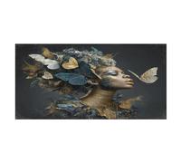 LUYYSKY Rustic Colorful Black Woman Absorbent Beach Towel, Oil Painting Vintage Butterflies Ink African Black Girl Outdoor Single-Sided Velvet Beach Towel